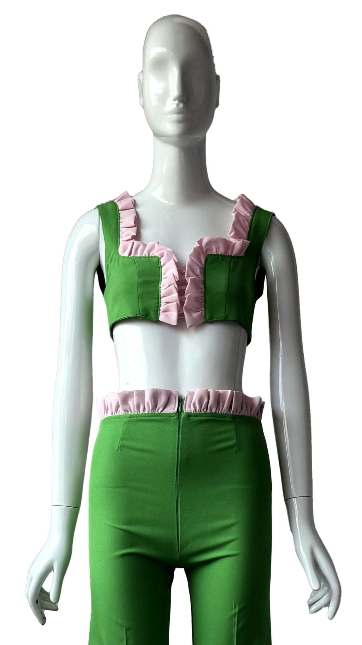 2 Piece Vintage Green Top and Pants