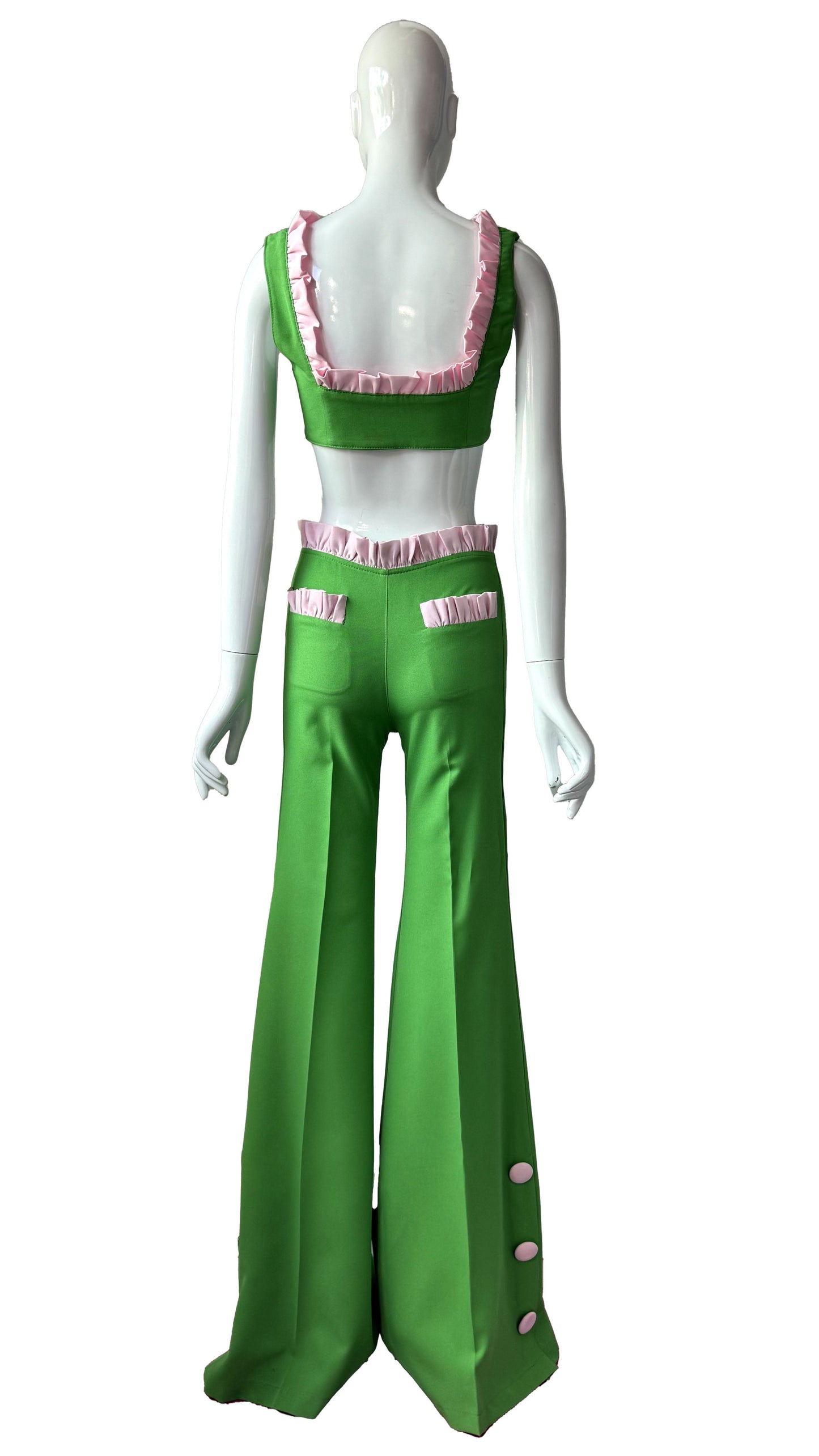 2 Piece Vintage Green Top and Pants